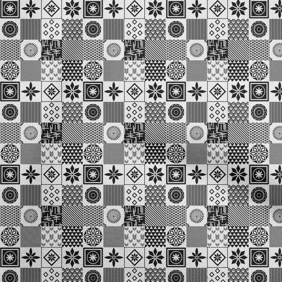 oneOone Polyester Spandex Black Fabric Geometric Dress Material Fabric Print Fabric By The Yard 56 Inch Wide