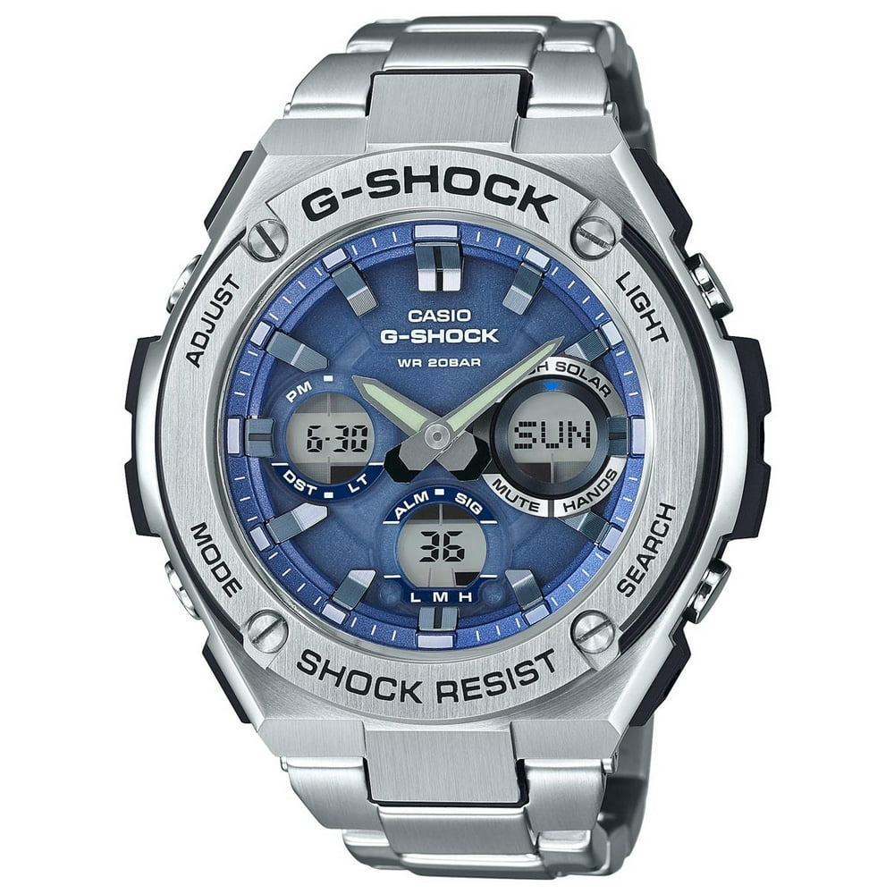Casio - G-Shock GSTS110D-2A Silver / Blue Stainless steel Analog Quartz Men's Watch - Walmart