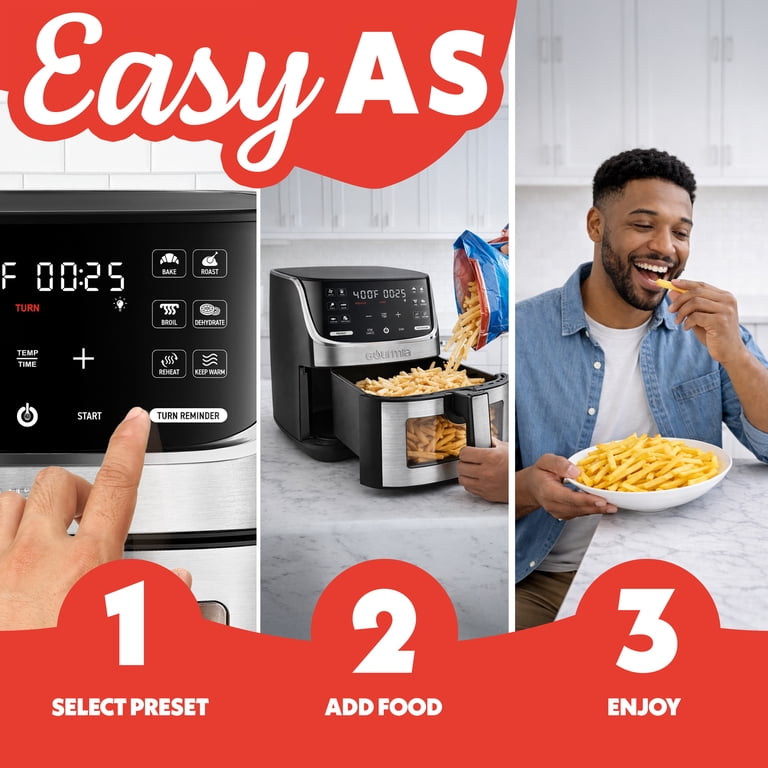 Gourmia 7 QT Digital Air Fryer with Easy View Window, 12-One Touch