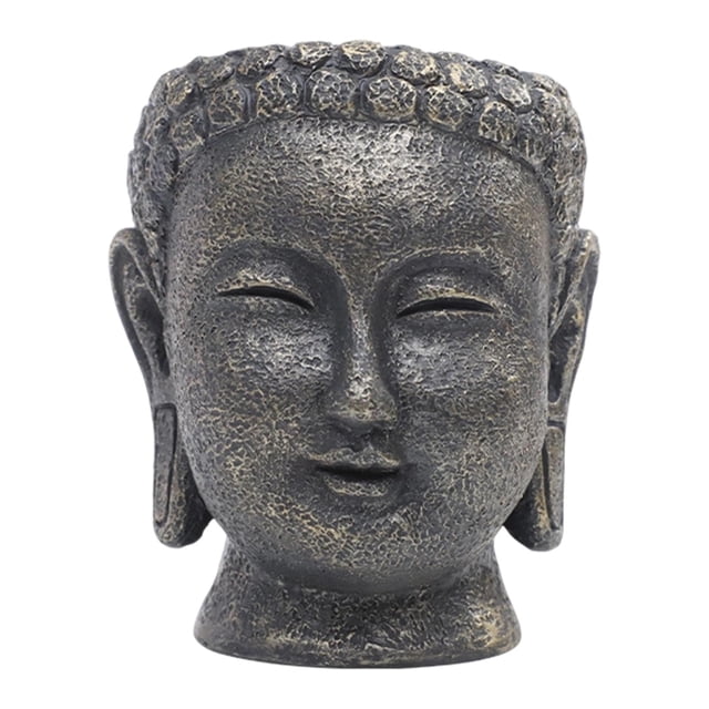 Maceta Decorativa Maceta Florero Centro de Mesa Ornamento Buddha Cabeza Resina con Agujero de Drenaje Adecuada para Regalo Colección Balcón 9 cm x 94 cm x 11 cm