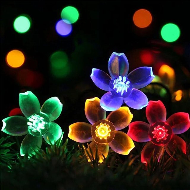 Luz Solar de jardín, iluminación Led de flores, guirnalda de luces navideñas para exteriores, lámpara de cadena, adorno de flores, decoración del hogar para fiestas