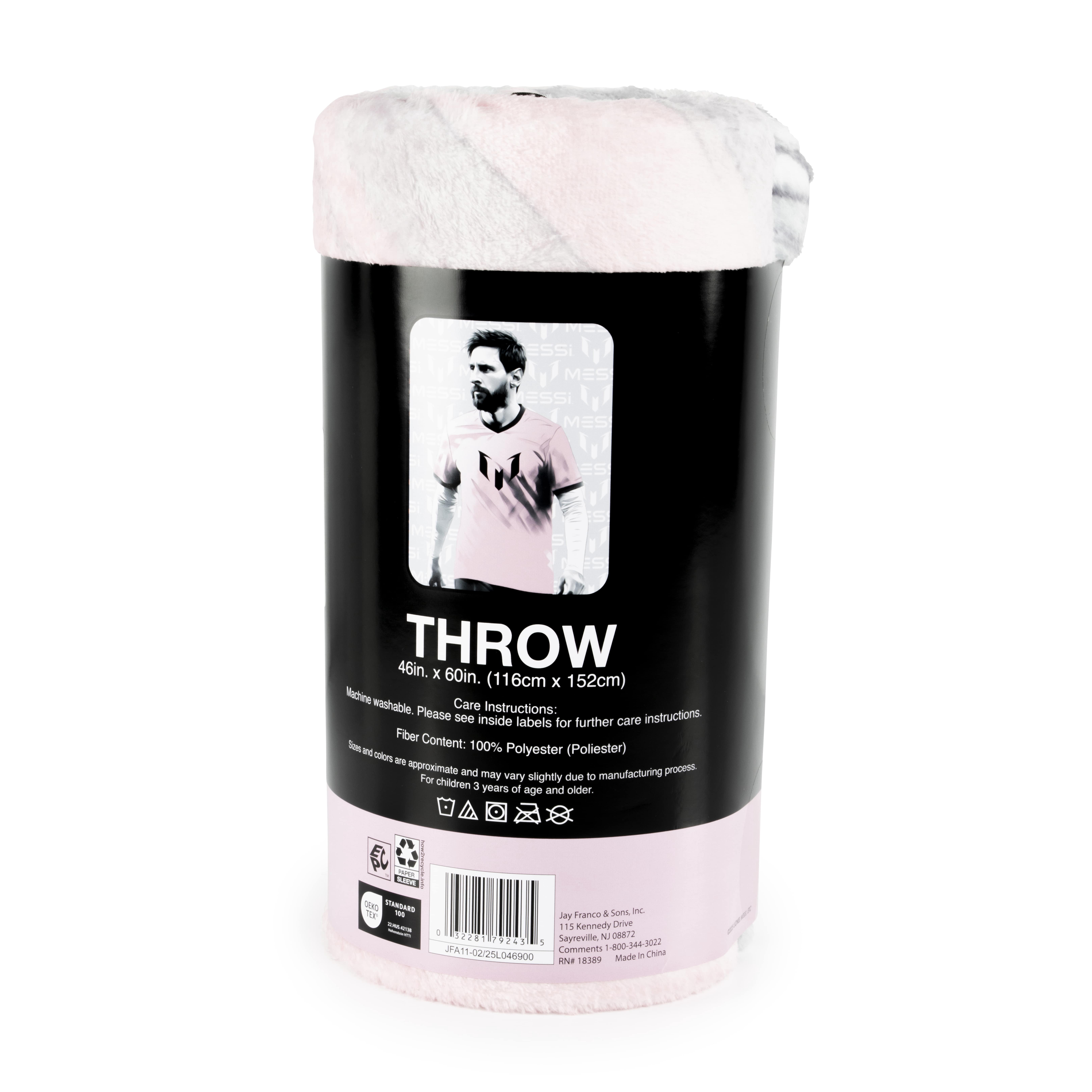 Messi 46" x 60" Silk Touch Throw, Polyester, Gray & Pink, Messi