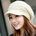 thumbnail image 3 of Gorro de punto cálido de invierno para mujer, gorro informal con visera, 3 of 5
