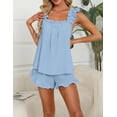 thumbnail image 3 of Womens Pajamas Set 2 Piece Ruffle  Soft Tank Top and Shorts Sleepwear Set Bridal Pajama for Women Set, 3 of 8