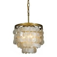 thumbnail image 2 of ALOADECOR 3-Lights Tiered Brass Chandelier with Seashell Coastal Lighting Ceiling, 2 of 9