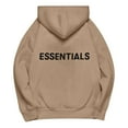 thumbnail image 3 of Pullover Hooded Sweatshirt with Front and Back Essentials Letter Print Casual Loose Fit Long Sleeve Design Brown 3XL, 3 of 8