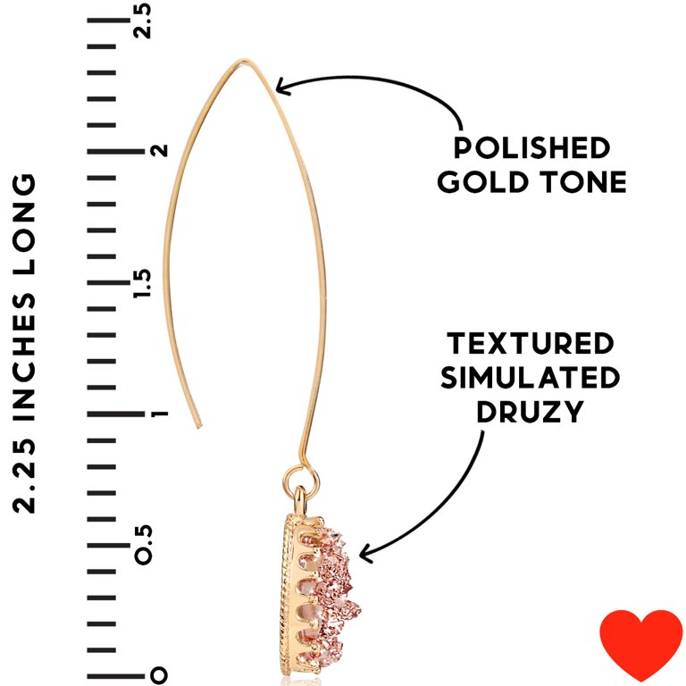 Humble Chic Rose Gold Druzy Earrings for Women - Long Threader