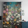 thumbnail image 5 of Spring Floral Semi Sheer Curtains Drapes for Living Room,Bedroom,French Doors Window 45 Inches Long,Colorful Daisy Summer Botanical Butterfly Rod Pocket Chiffon Curtain Drapery Voile Draperies Panel, 5 of 6