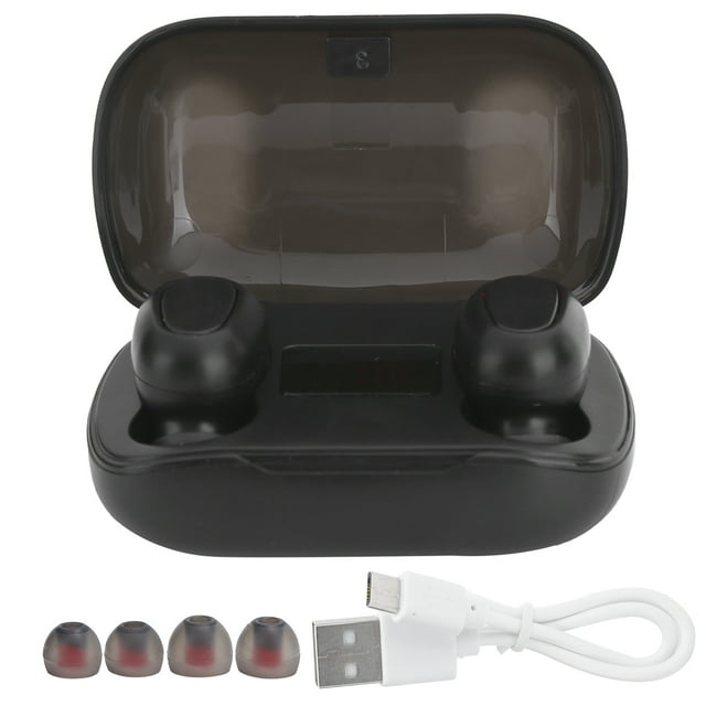 Auriculares deportivos binaurales intraaurales con Bluetooth 5.0 y pantalla digital L21Pro (negros)