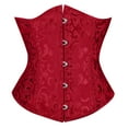 thumbnail image 4 of Odeerbi Medieval Boned Corset for Women 2024 Vintage Jacquard Shapewear Cinchers Waist Trainer Underbust Corset Belt Stomach Wrap Body Shaper Workout Girdle Red, 4 of 6
