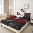 thumbnail image 4 of Manfei 3D Red Rose Bed Sheets, Flower Floral King Sheets, Romantic Couple Valentines Day Sheet Set, Super Cozy Room Decor, 4-Piece, 4 of 7