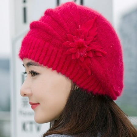 Crochet Winter Beanie - DZT1968 Fashion Womens Flower Knit Crochet Beanie Hat Winter Warm Cap Beret