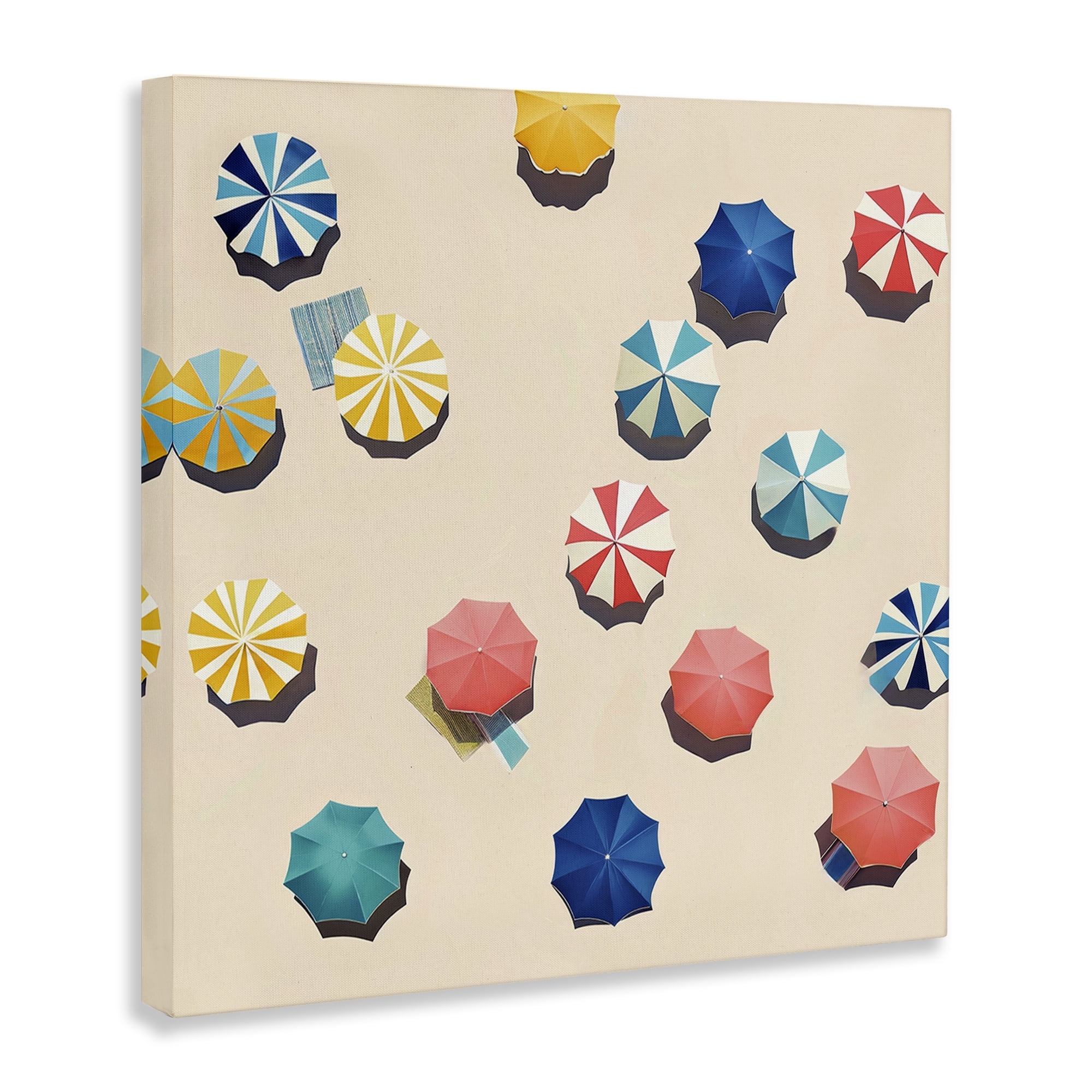Stupell Industries Coastal Retreat Umbrellas Nautical & Beach Painting Wrapped Canvas Art Print Wall Art, 17 x 17