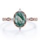 thumbnail image 1 of JeenMata Anillo de Compromiso con Filigrana de Moissanita y Ágata Verde Musgo Dendrítica Natural de 1,5 ct con Cinco Piedras Antiguas en Baño de Oro Rosa de 18 K sobre Plata, 1 of 6