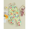 thumbnail image 3 of Biezeib Toddler Girls Easter Romper, Flower/Rabbit Carrot Print Sleeveless Long Pants Jumpsuit, 3 of 8