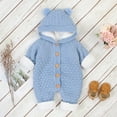 thumbnail image 2 of SGMVNU Girls Long Sleeve Knit Pullover Baby Plus Velvet Winter Warm Coat Knit Outwear Hooded Jumpsuit Pullover Warm Knitted Sweatshirt(Size 3-6 Months, Light blue), 2 of 4