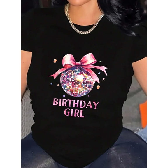 Funny Birthday Party T-Shirt Graphic Tee summer Tops For Women Round Neck Fashion Cotton shirts