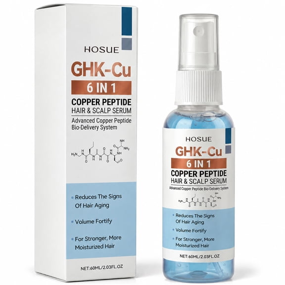 New GHK-Cu 6 IN 1 Copper Peptide Hair & Scalp Serum – Blue Copper Peptide Formula for Volume & Hair Strength, 60ml/2.03 fl.oz