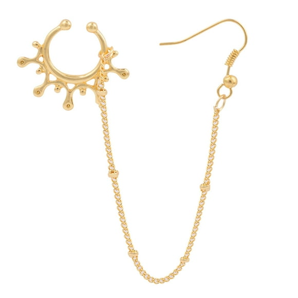 Hearth & Gear Nose Ring For Piercing Gold Spiral U Shaped Fan Chain Nose Ring For Body Piercing Alloy Nose Ring For Women Girls Heart Piercing Nose 20 Gauge Hoop Nose Ring for Finger Nose Piercings