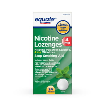 Equate  Polacrilex Lozenges, 4 mg, Mint Flavor, 24 Count