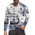 thumbnail image 1 of TSADFHJI Chemises pour Hommes Pack Automne et Hiver Mode Imprimé Col Rond Manches Longues T-Shirt Rétro Imprimé Complet m Blanc, 1 of 5