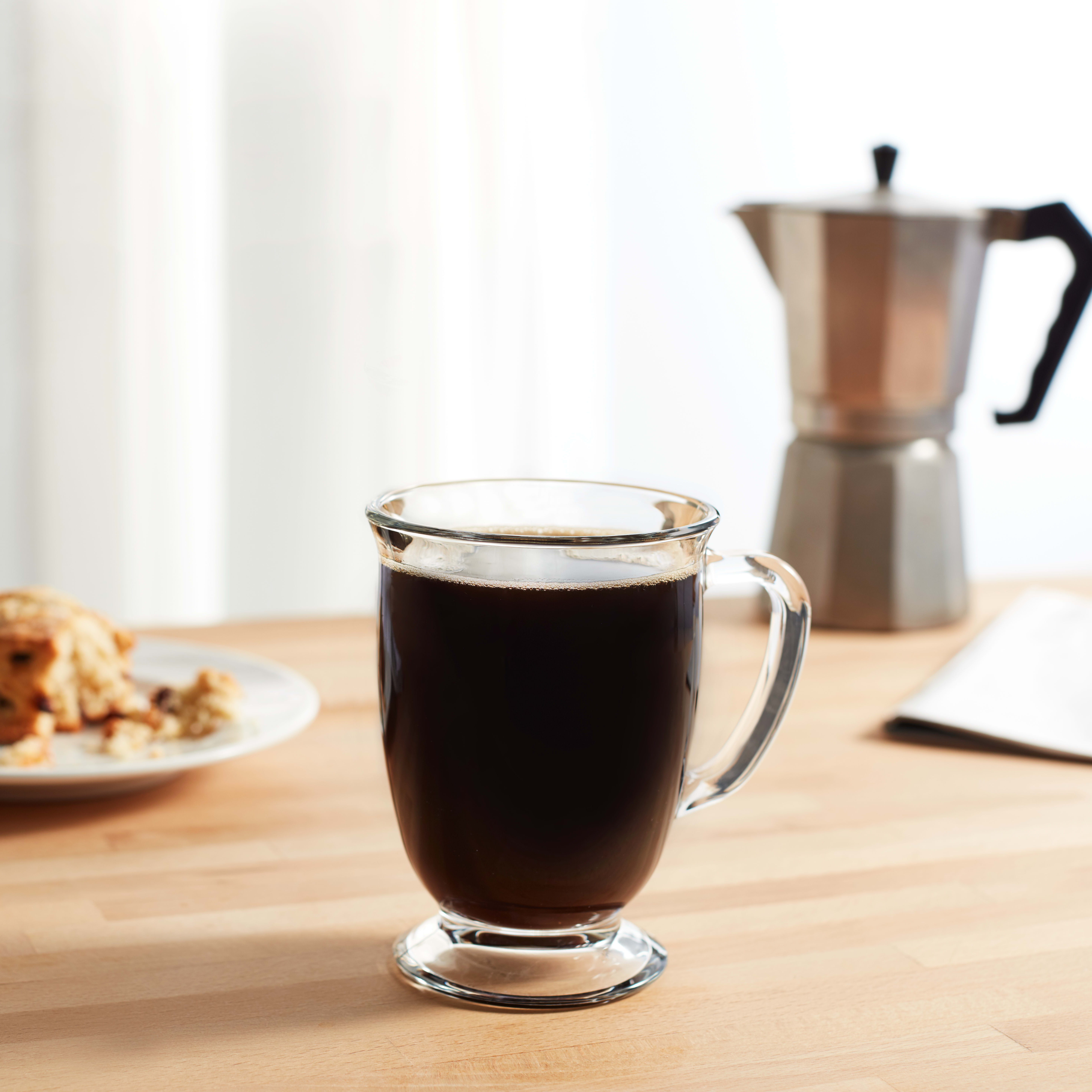 Libbey Kona Glass Coffee Mugs, 16-ounce, Set of 6 
