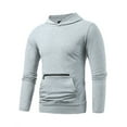 thumbnail image 3 of Mens Cotton Blend Hoodies with Front Pocket Pullover Long Sleeve Sweatshirts Lightweight Solid Color Breathable Athletic Workout Hooded Tops, 3 of 7