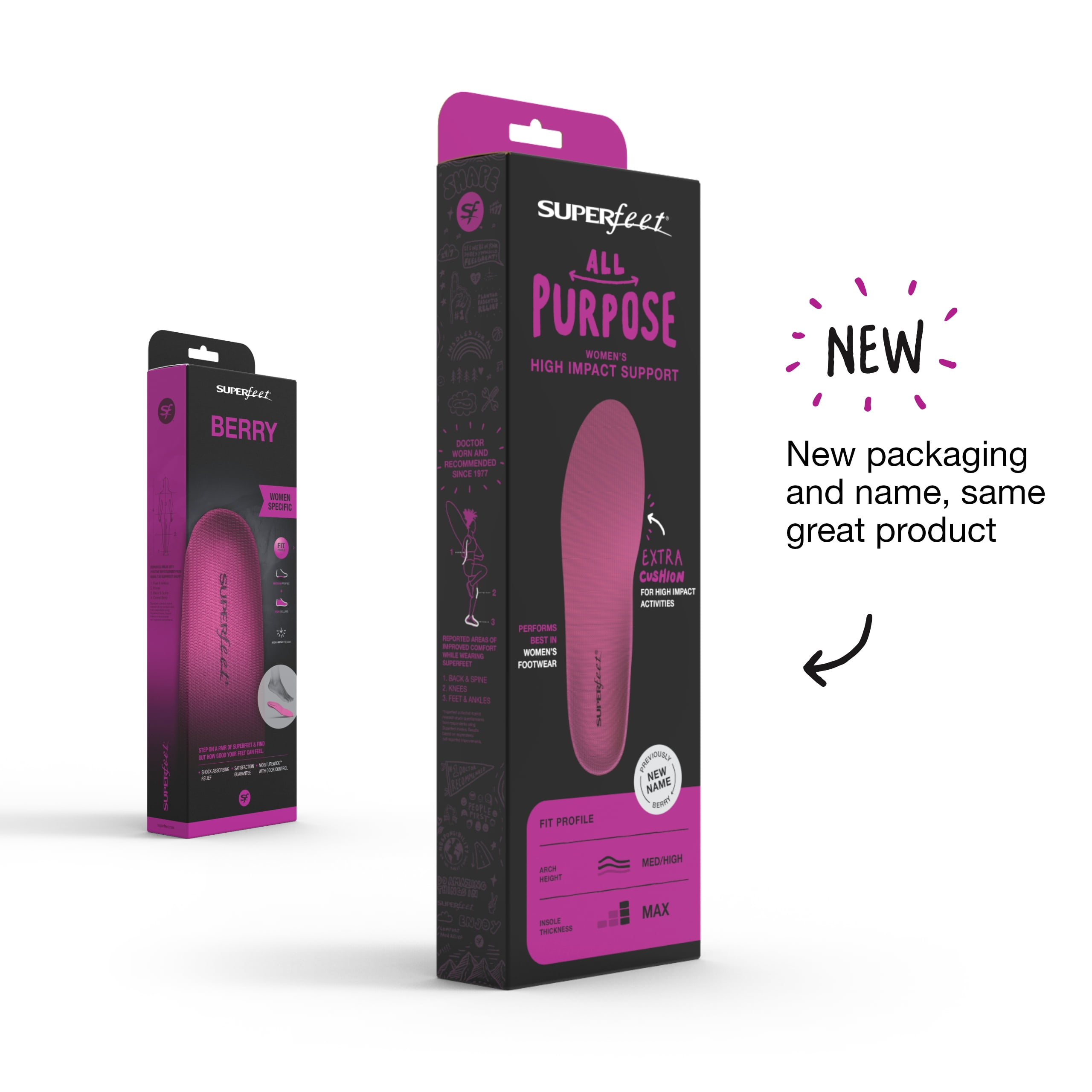 Superfeet All Purpose Women s High Impact Support Insoles Berry