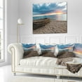 thumbnail image 2 of Designart Rusty Row Boat on Sand at Sunset - Seascape Throw Pillow - 18x18, 2 of 4
