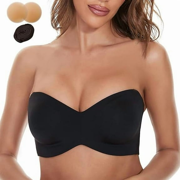 Strapless Bras for Women Plus Size Minimizer Bra Underwire Bra Comfort Non-Slip Silicone Unpadded Bandeau Bra