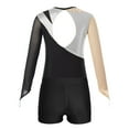 thumbnail image 4 of TSSOE Kids Girls Gymnastic Leotard Mesh Long Sleeve Rhinestones Ballet Dance Bodysuit Top with Sports Shorts Set Silver&Black 14, 4 of 7