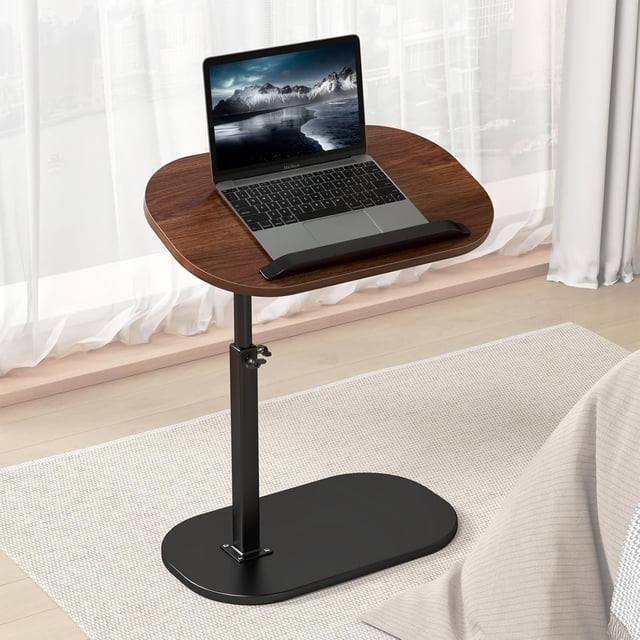 Meeyoga Mesa Auxiliar en Forma de C con Altura Ajustable, giratoria 360° y Bandeja para TV abatible para sofá, sillón, Mesa Auxiliar pequeña para Espacios redu