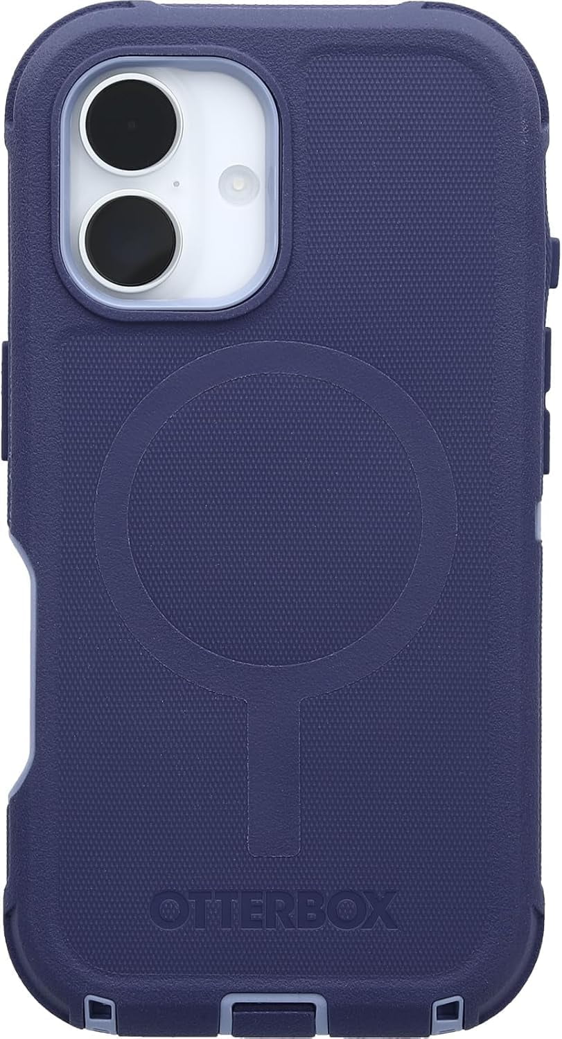 OtterBox iPhone 16 (Only) Defender Series MagSafe Case - Denver Dusk (Purple) - Holster Clip Included - Built-in Magnets - Screenless - Rugged & Durable - with Port Protection - Non-Retail Packaging