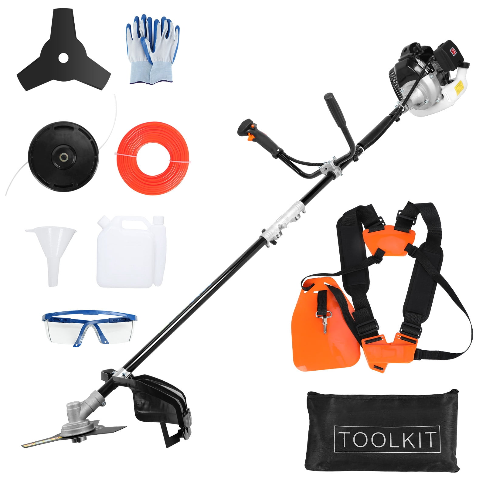 AquaAurix Weed Wacker Gas Powered, 52cc 2 Cycle Weed Eater (Engine Model: 1E44F-E), Powerful Cordless String Trimmer, 18-Inch Cutting Path, Brush Cutter