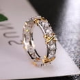 thumbnail image 3 of Anillo De Banda Exquisito Anillo X De Dos Colores Anillo Cruzado De Diamante Completo Anillo De Banda De Platino Anillo De Promesa Para Mujer Chica Methold AP006377-02, 3 of 6