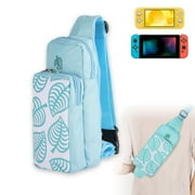 Case Bag Fit for Nintendo Switch and Switch Lite, TSV Protective Chest Bag with Animal Crossing Leaf Print