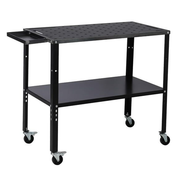 BeesClover Workbench Welding Table 36"" x19, 5/8-inch Fixture Holes Steel Welding Workbench Table, 1200lbs Load Capacity Welding Table Portable Work Bench