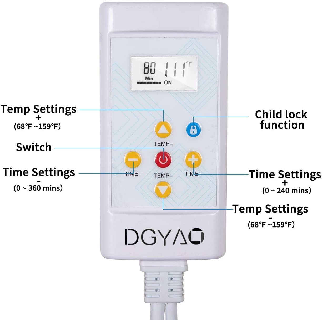 DGYAO Heating Pad Natural Jade and Tourmaline Heating Mat Flexible Pad With Smart Memory Function Controller