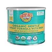 (4 pack) Earths Best Organic Gentle Powder Baby Formula with Iron DHA & ARA, 21 oz Canister