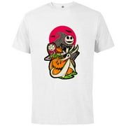 Disney 100 Nightmare Before Christmas Halloween Jack & Sally - Short Sleeve Cotton T-Shirt for Adults - Customized-White