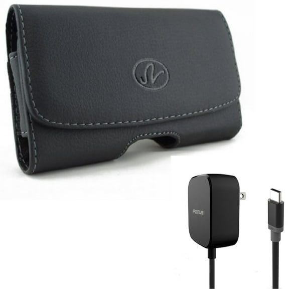Leather Case Belt Clip w 15W Fast Home Charger for Samsung Galaxy A53 5G,A33 5G Phones - Swivel Holster Loops Cover, 5ft Long Type-C Turbo Charge Power Adapter