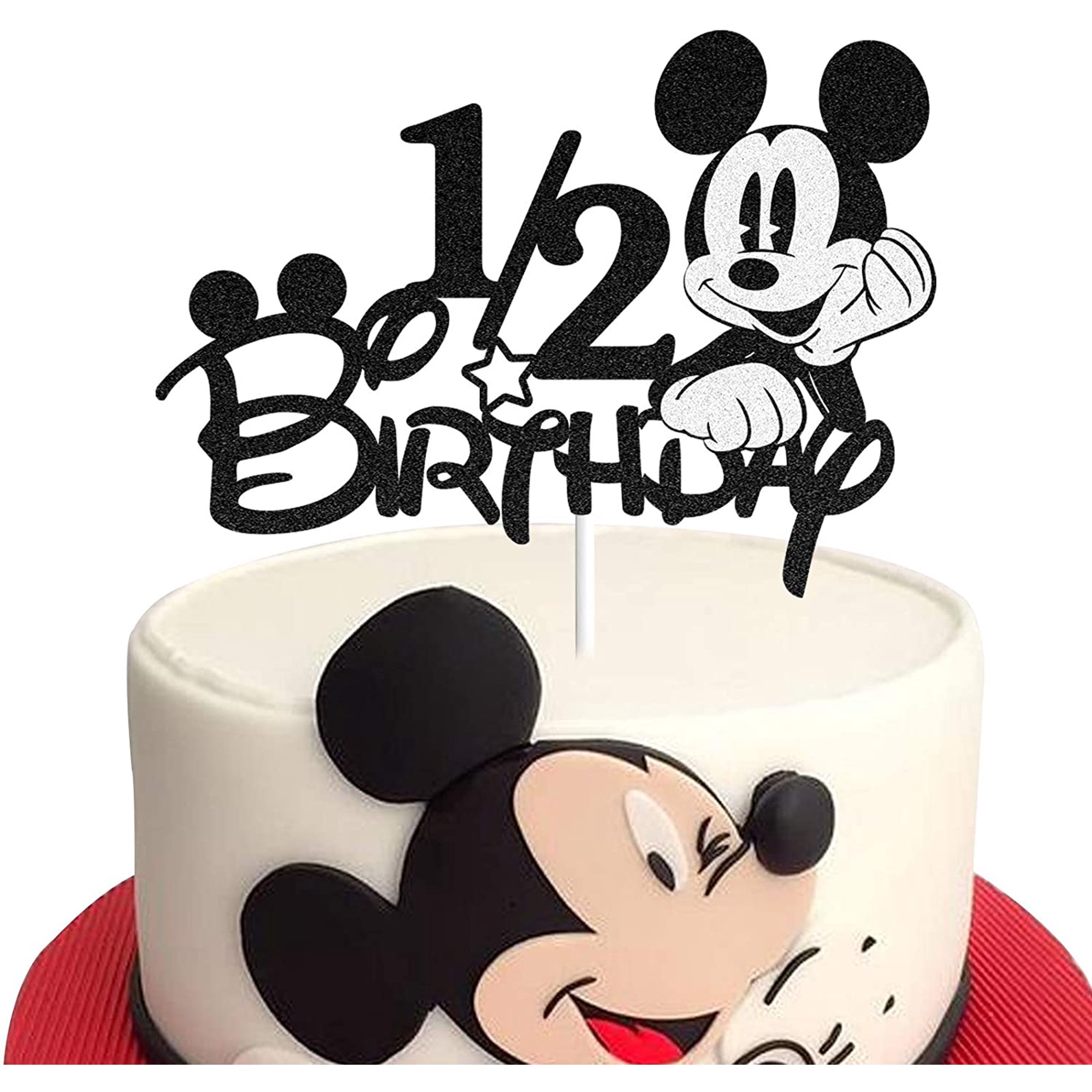 1 2 Anniversaire Mickey Mouse Gateau Topper 6 Mois Fete D Anniversaire Demi Annee Bebe Garcons Filles Fete Decorations Fournitures Walmart Canada