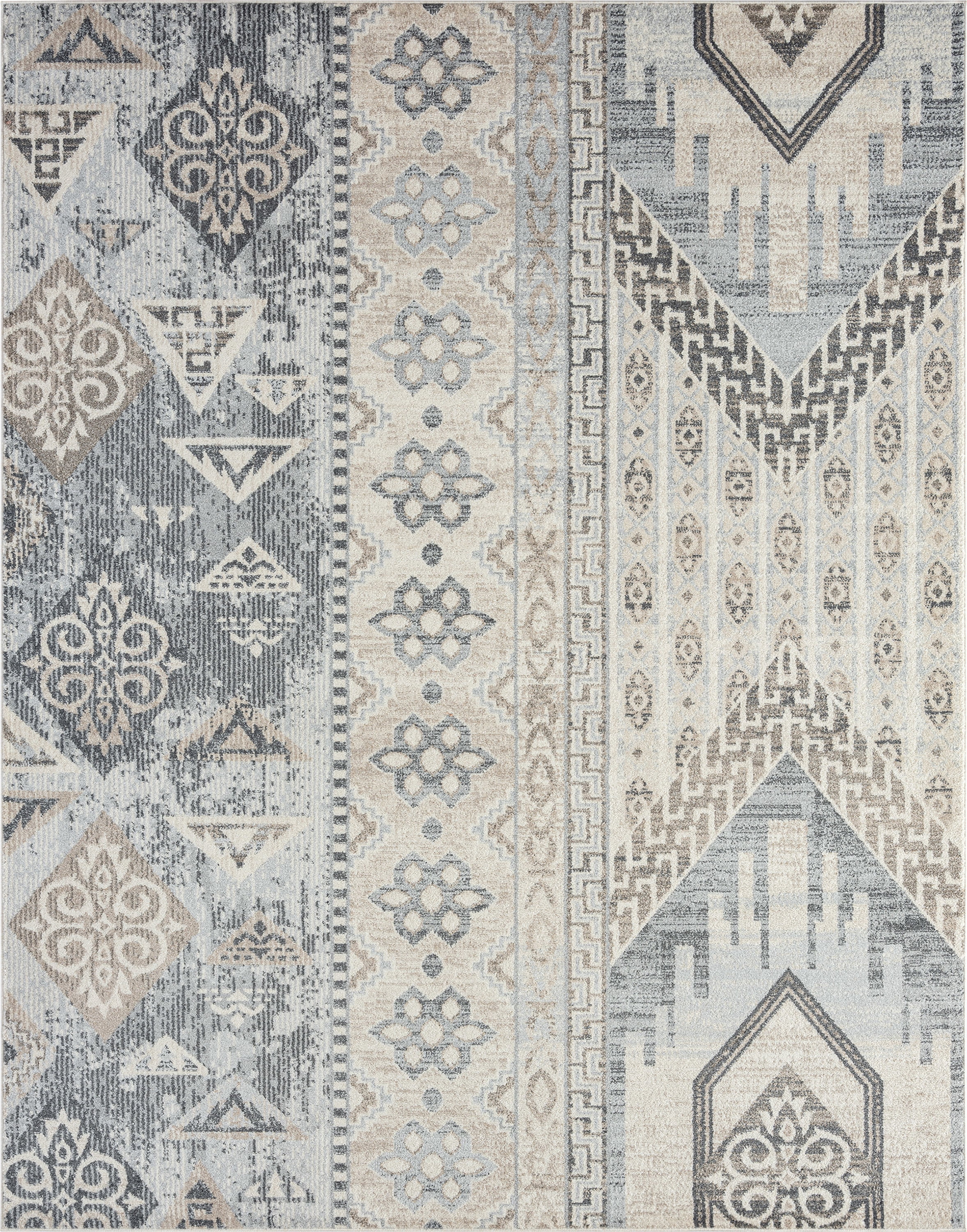 Transitional 9x12 Area Rug (8'10'' x 12'2'') Abstract Cream, Cream Living Room Easy to Clean