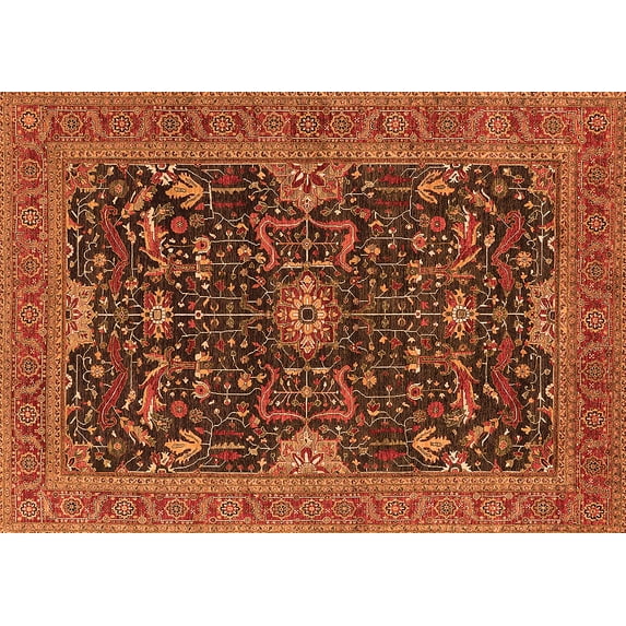 Ahgly Company Indoor Rectangle Oriental Orange Industrial Area Rugs, 4' x 6'