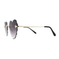 thumbnail image 3 of Hippie Flower Petal Beveled Lens Heart Shape Rimless Sunglasses Gold Smoke, 3 of 4