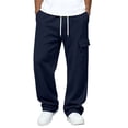 thumbnail image 7 of Eygvbb Men's Cargo Sweatpants Elastic High Waist Drawstring Loose Fit Winter Warm Pants With Pockets Casual Outdoor Daily Wear Bottoms, 7 of 7