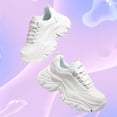 thumbnail image 6 of LUCKY STEP Chunky Sneakers for Women Fashion Platform White Leather Casual Dad Shoes,White, 6 of 11