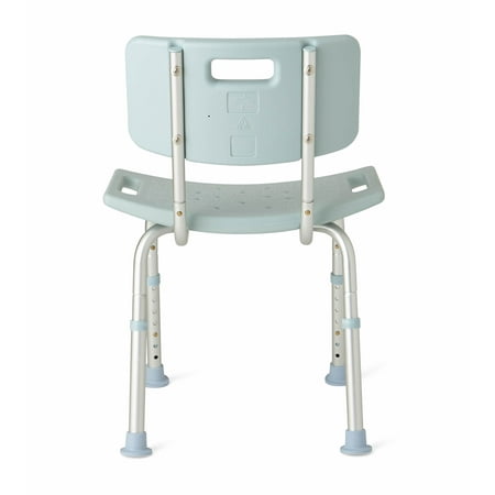 Medline Bath Shower Chair with Back, Height Adjustable, with Microban , Supports up to 300 lbs
