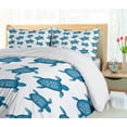 thumbnail image 5 of Ambesonne Turtle Duvet Cover Sets, Aboriginal Art Sea Creature, 2-Queen, Petrol Blue and White, 5 of 7