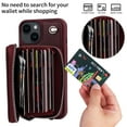 thumbnail image 3 of ELEHOLD for iPhone 15 Zipper Wallet Case with Hand& Shoulder Strap,Detachable RFID Blocking Card Slots PU Leather Stand Shockproof Protective Phone Cover for iPhone 15,Winered, 3 of 10